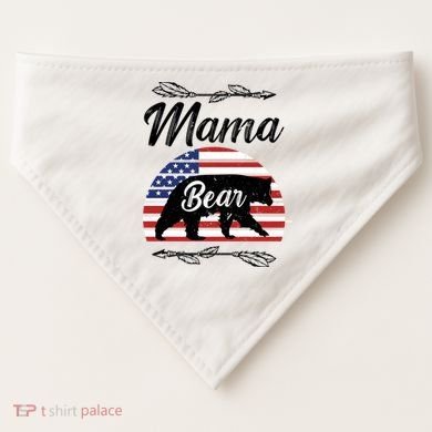Mama Bear American Flag Funny Gift USA-Made Doggie Bandana
