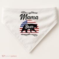 Mama Bear American Flag Funny Gift USA-Made Doggie Bandana thumb 0