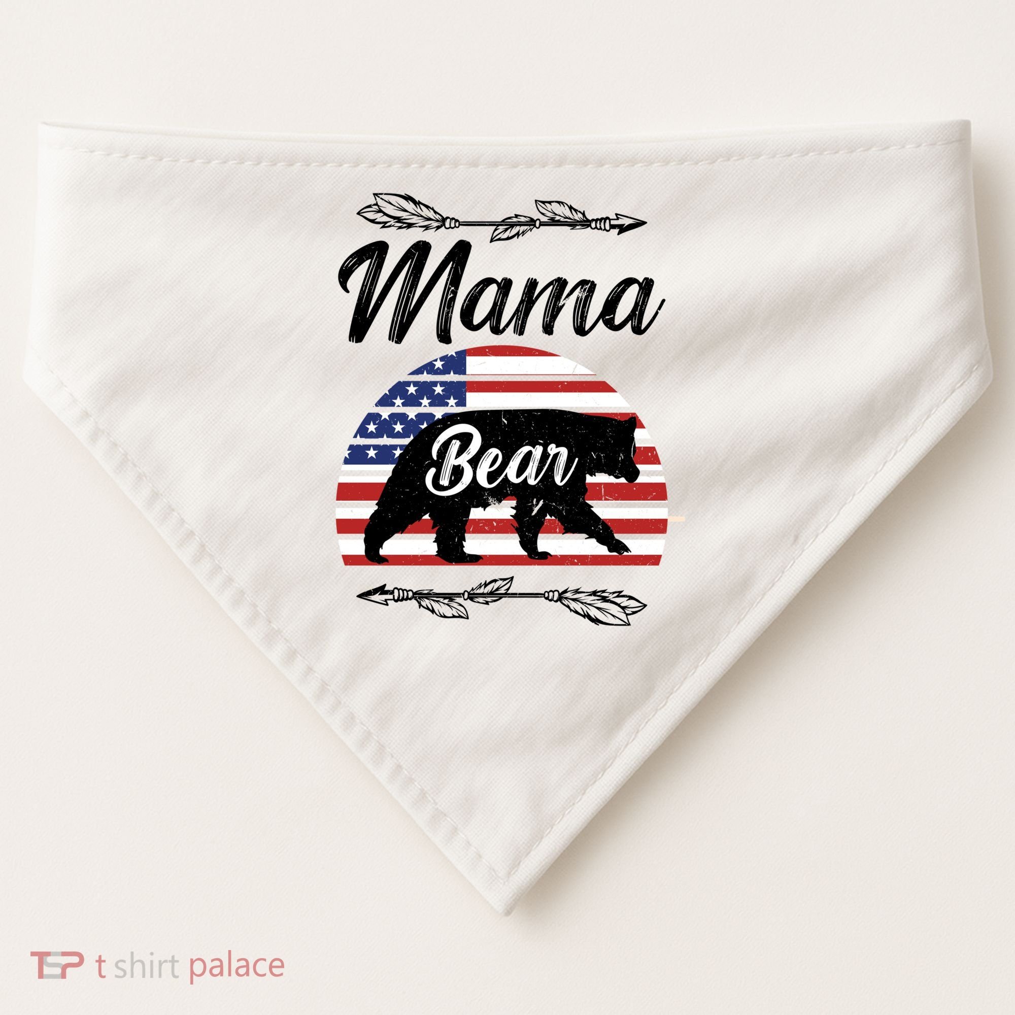 Mama Bear American Flag Funny Gift USA-Made Doggie Bandana