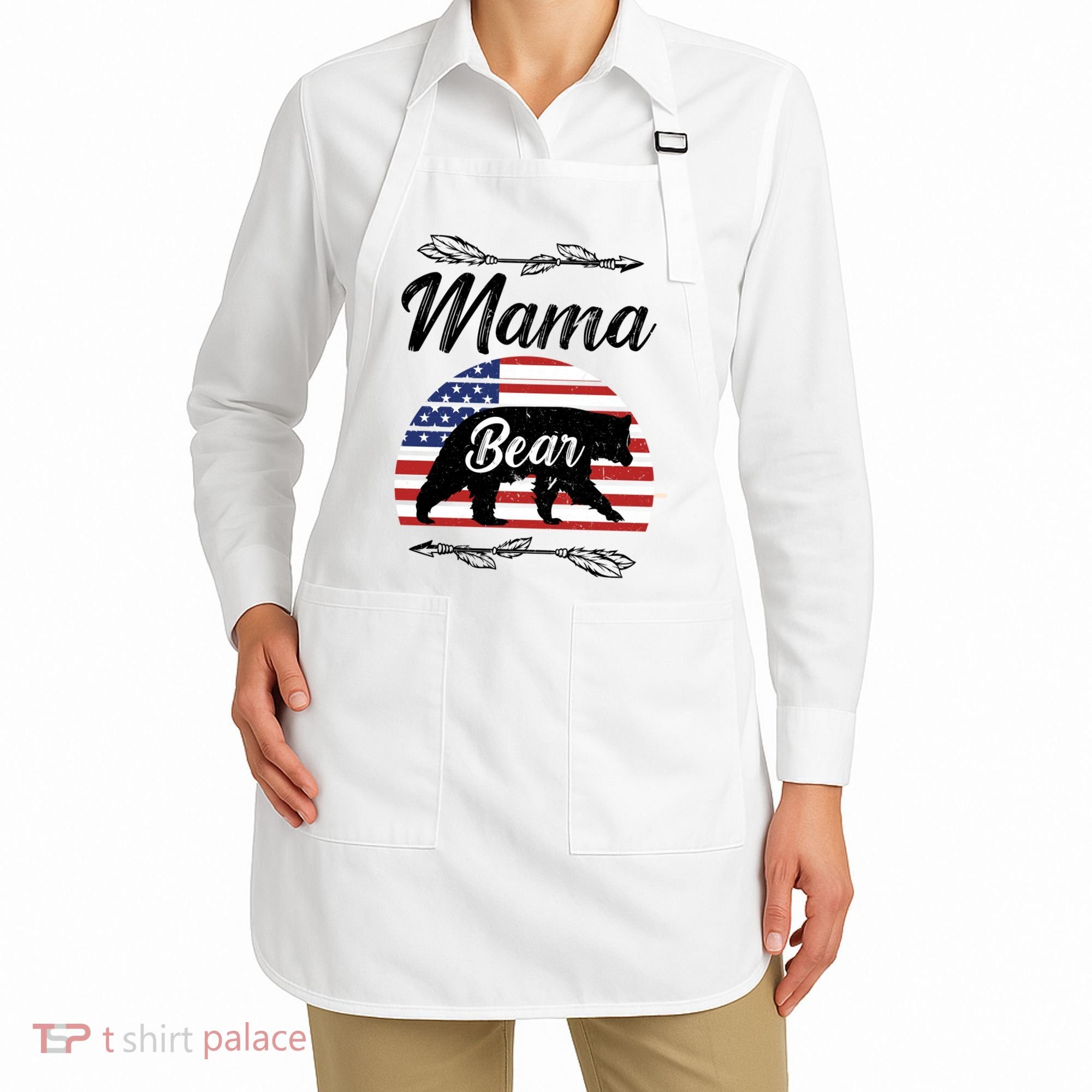 Mama Bear American Flag Funny Gift Apron