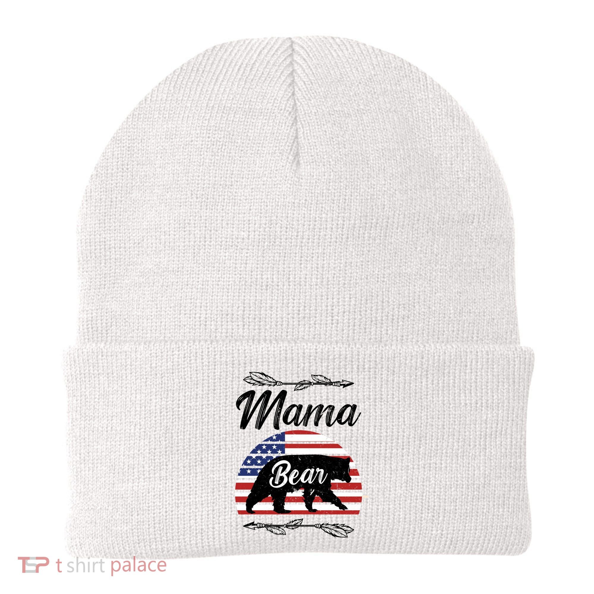 Mama Bear American Flag Funny Gift Beanie