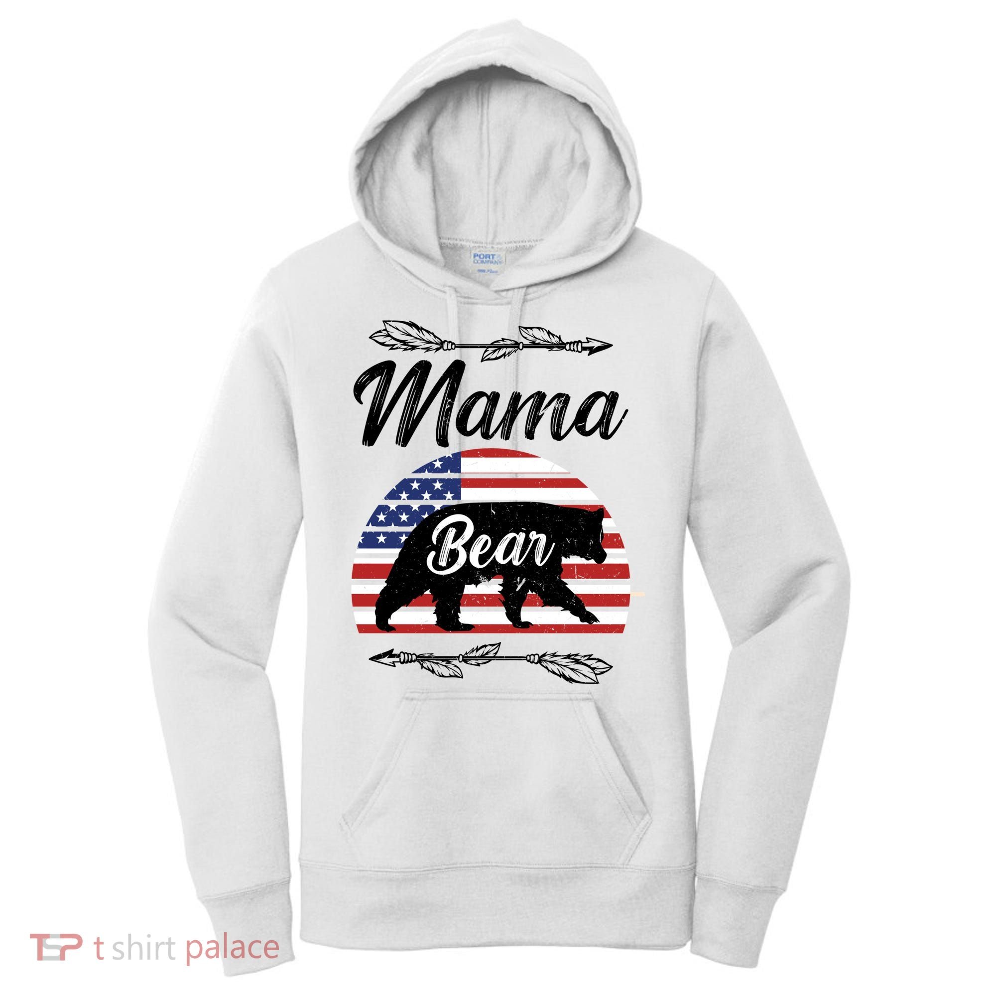 Mama Bear American Flag Funny Gift Women's Hoodie