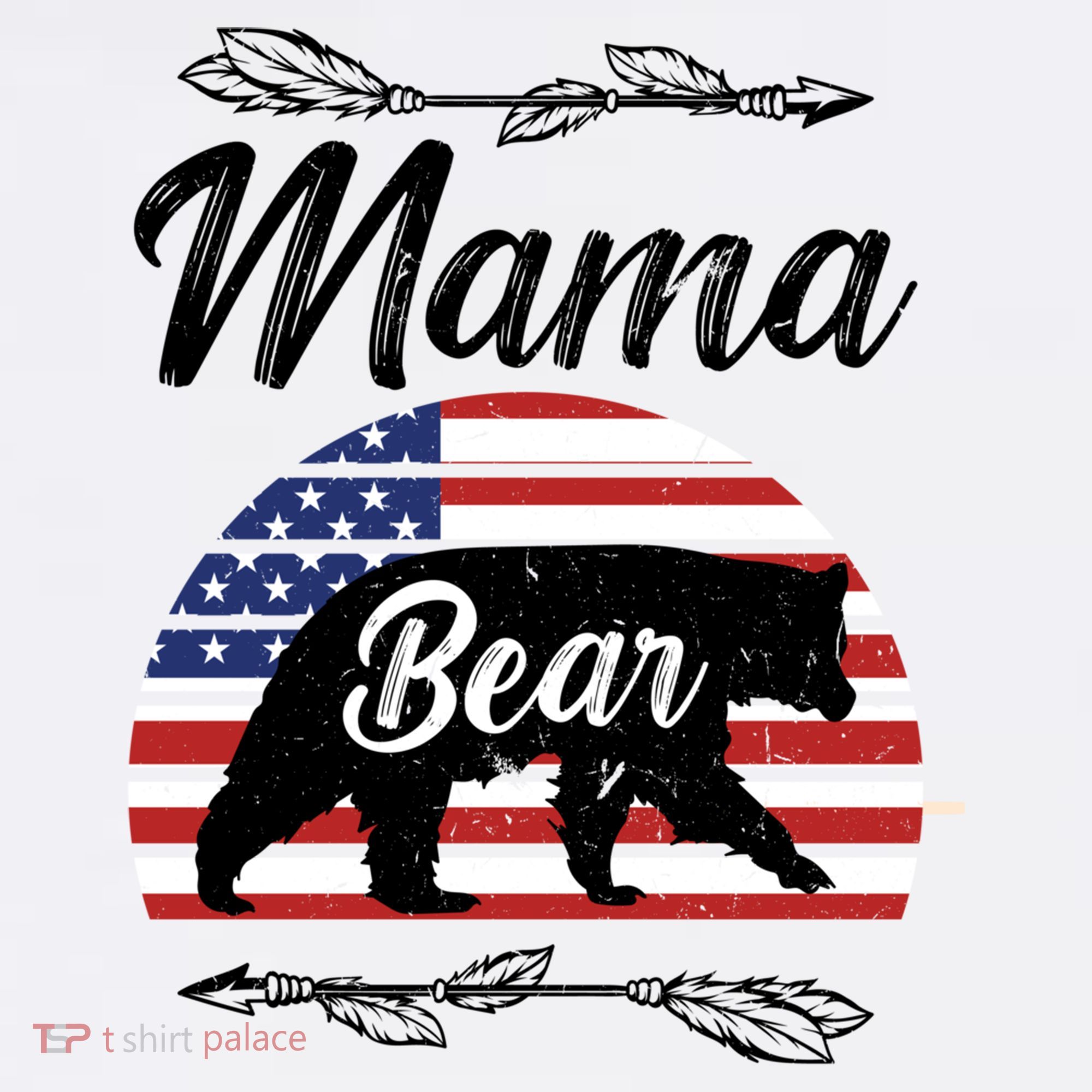Mama Bear American Flag Funny Gift Women's Hoodie