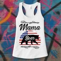 Mama Bear American Flag Funny Gift Women's Tank Top thumb 3