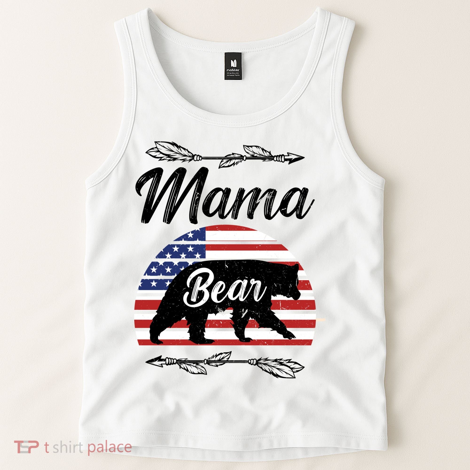 Mama Bear American Flag Funny Gift Tank Top