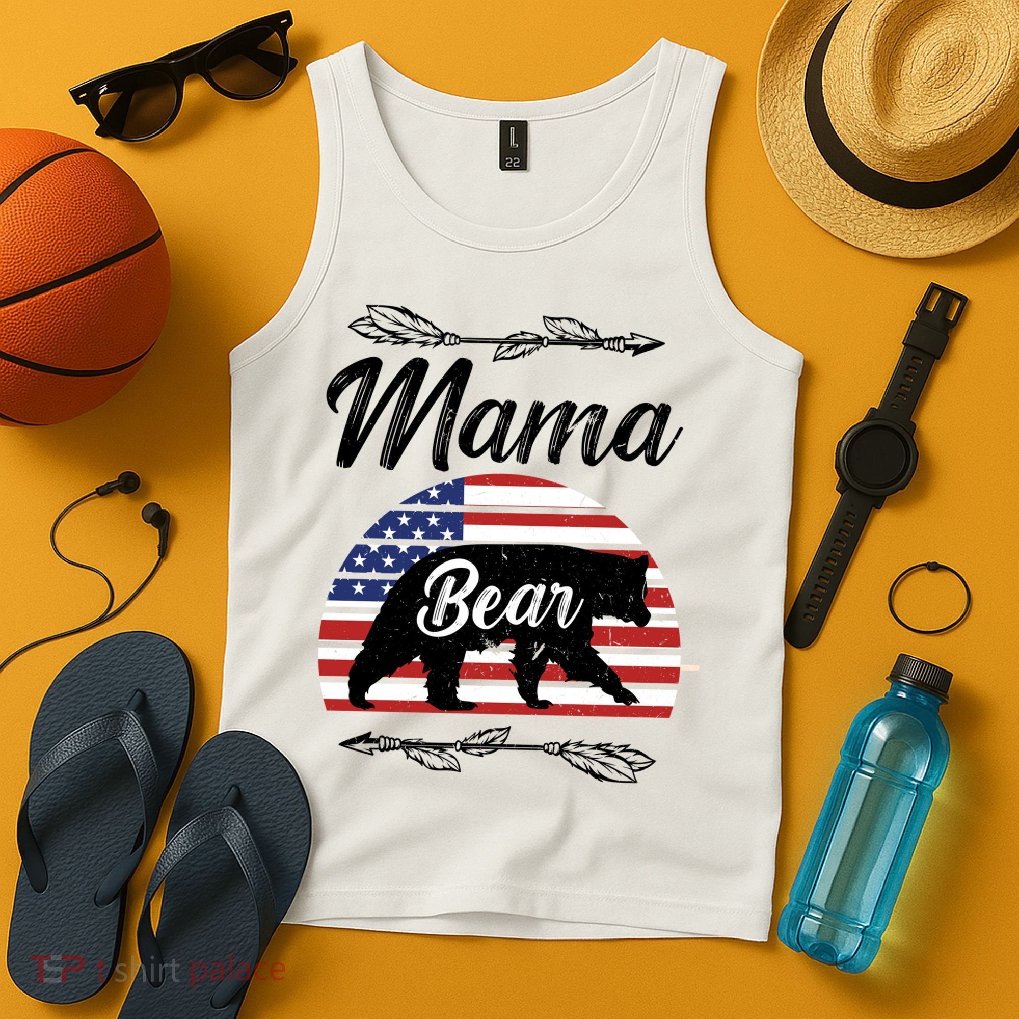 Mama Bear American Flag Funny Gift Tank Top