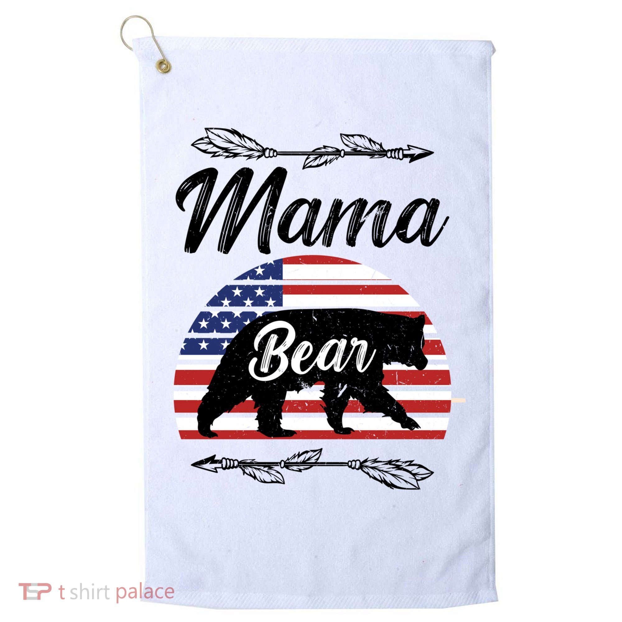 Mama Bear American Flag Funny Gift Golf Towel