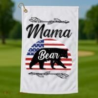 Mama Bear American Flag Funny Gift Golf Towel thumb 1