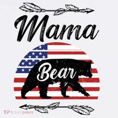 Mama Bear American Flag Funny Gift Women's Crop Top Tee