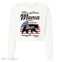 Mama Bear American Flag Funny Gift Cropped Pullover Crew thumb 0