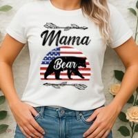 Mama Bear American Flag Funny Gift Women's T-Shirt thumb 2