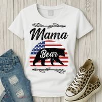 Mama Bear American Flag Funny Gift Women's T-Shirt thumb 3