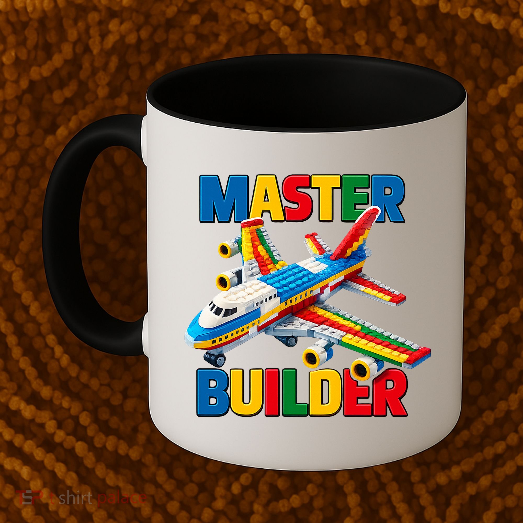 Master Builder Airplane Toy Building Blocks Brick Coffee Mug