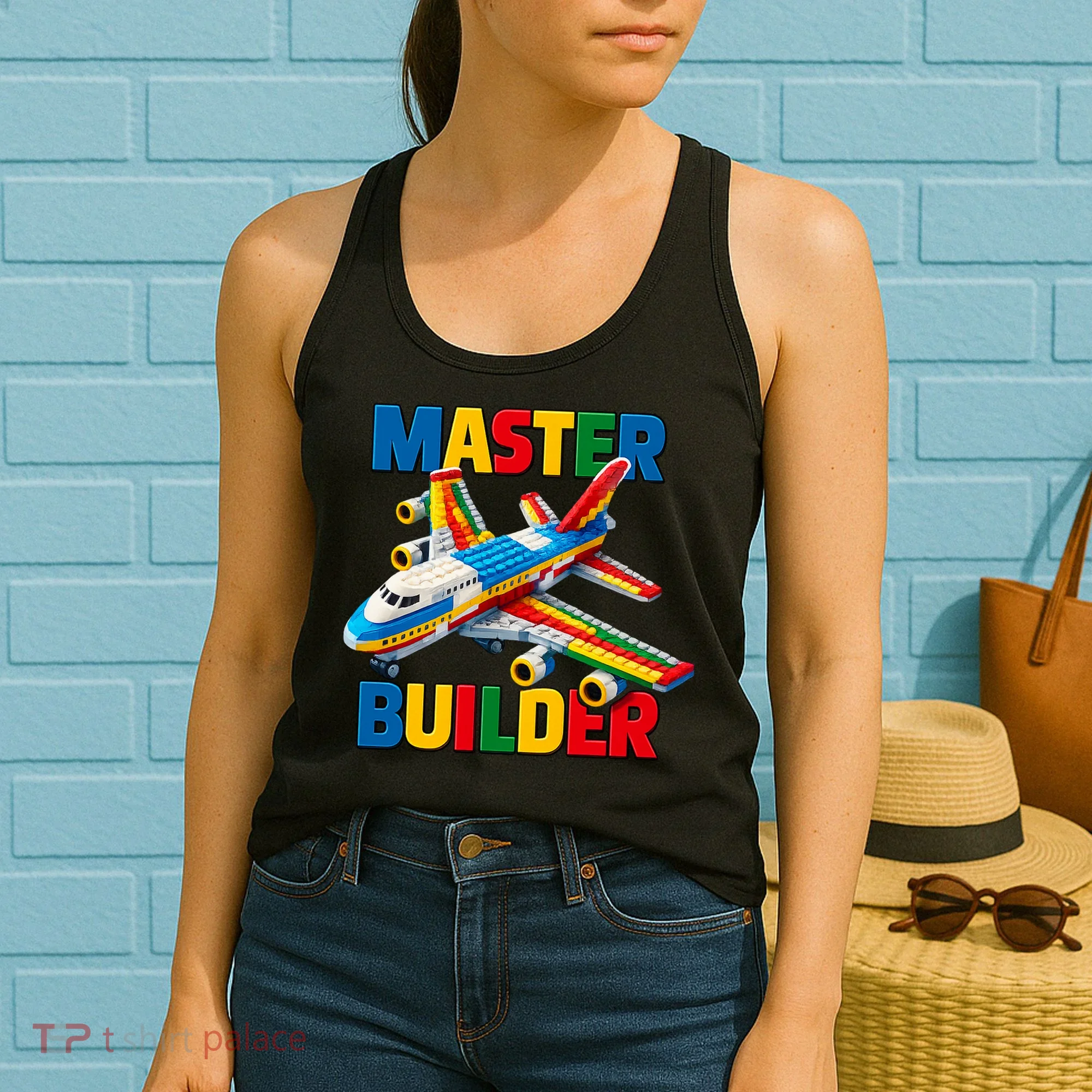 Master Builder Airplane Toy Building Blocks Brick Women's Tank Top