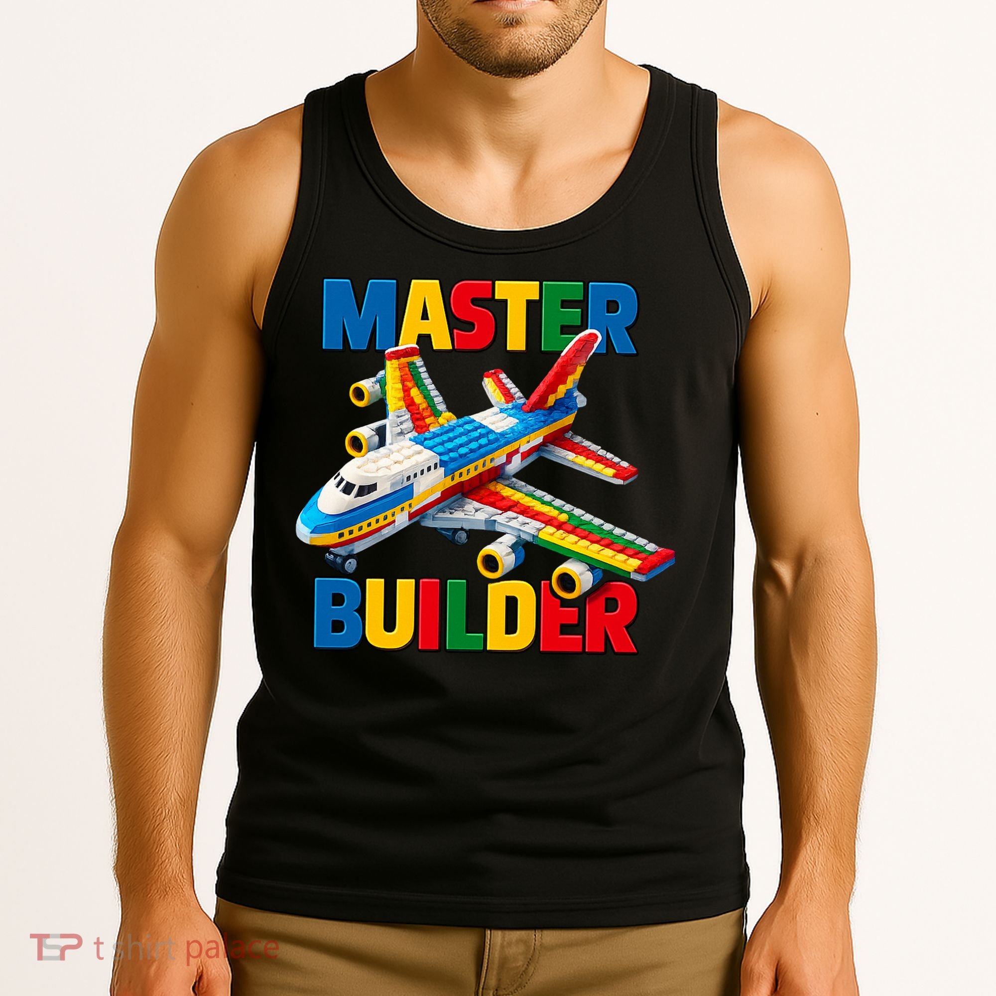 Master Builder Airplane Toy Building Blocks Brick Tank Top