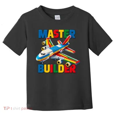 Master Builder Airplane Toy Building Blocks Brick Toddler T-Shirt