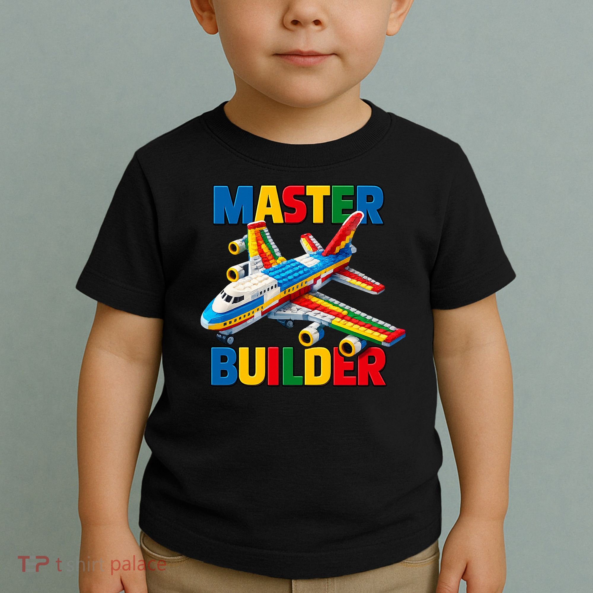 Master Builder Airplane Toy Building Blocks Brick Toddler T-Shirt