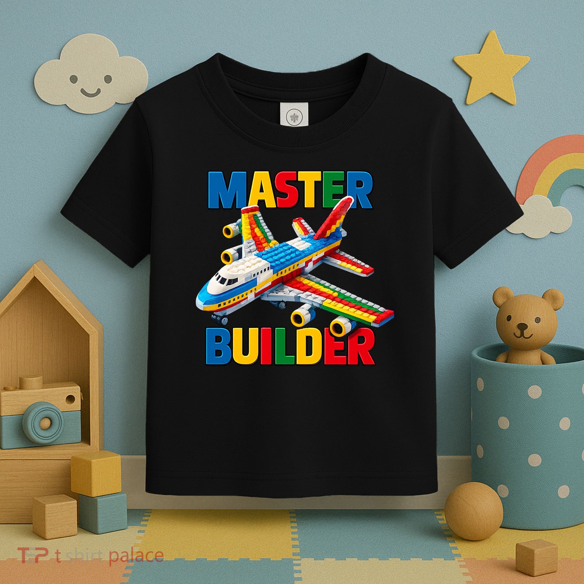 Master Builder Airplane Toy Building Blocks Brick Toddler T-Shirt