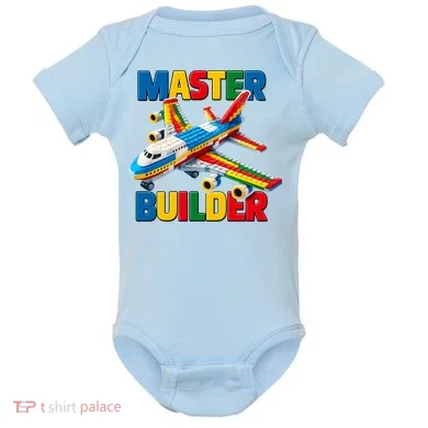 Master Builder Airplane Toy Building Blocks Brick Baby Bodysuit