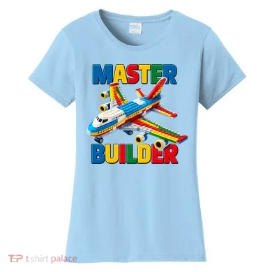 Master Builder Airplane Toy Building Blocks Brick Women's T-Shirt