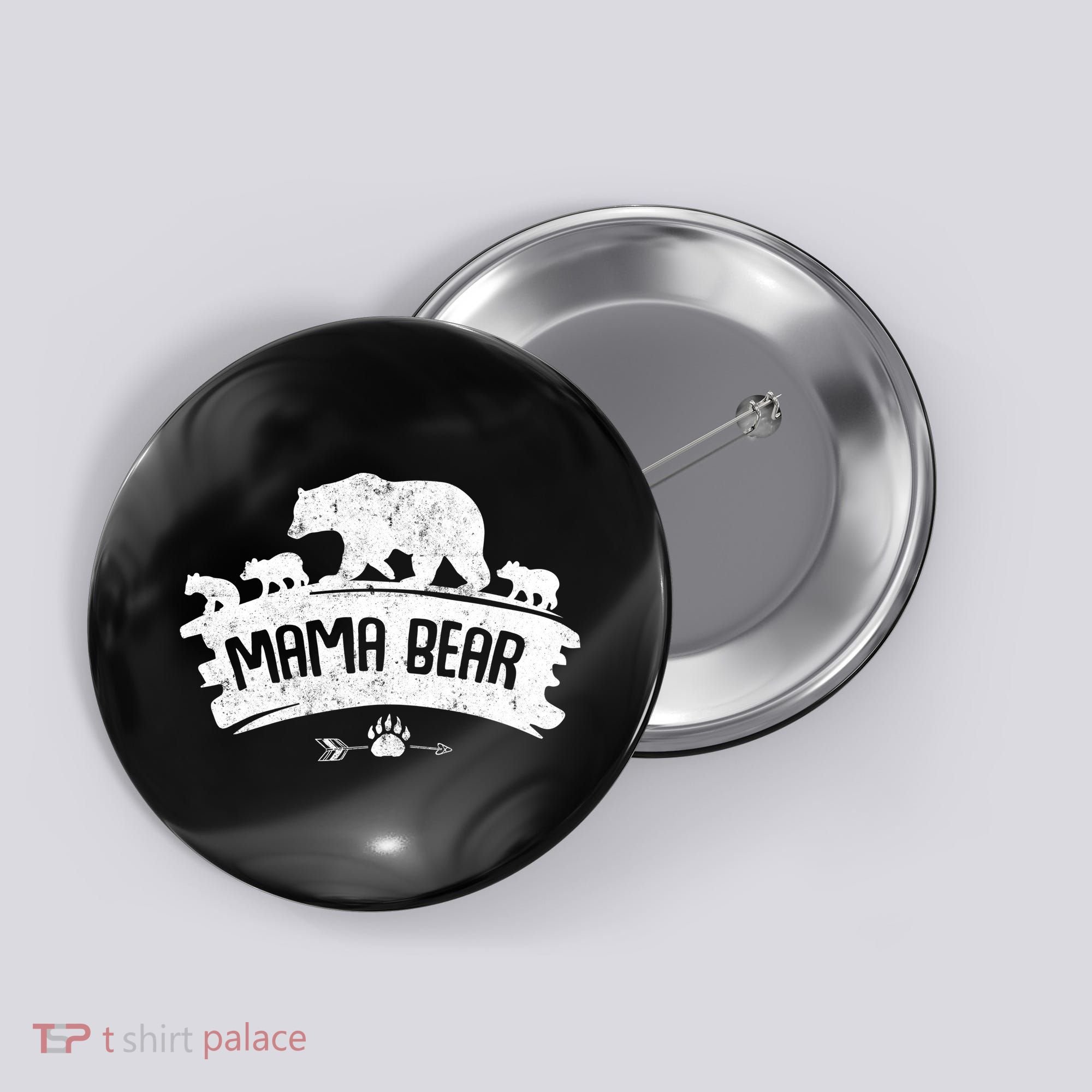 Mama Bear And Three Cubs Button