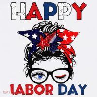 Messy Bun American Flag Labor Day Woman USA Vintage T-Shirt thumb 7