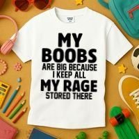 My Boobs Are Big I Keep All My Rage Stored There Funny Kids T-Shirt thumb 3