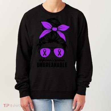 Messy Bun Alzheimer’s Warrior Unbreakable Awareness Month Gift Women's Sweatshirt