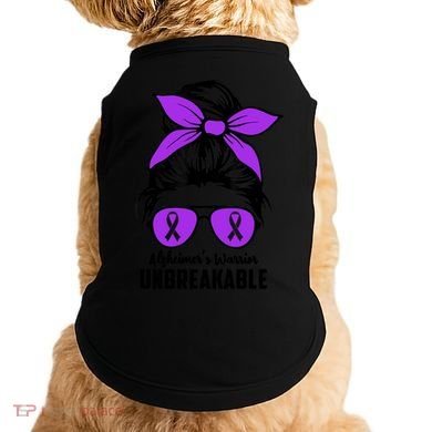 Messy Bun Alzheimer’s Warrior Unbreakable Awareness Month Gift Doggie Tank