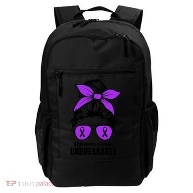 Messy Bun Alzheimer’s Warrior Unbreakable Awareness Month Gift Backpack