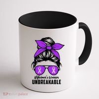Messy Bun Alzheimer’s Warrior Unbreakable Awareness Month Gift Coffee Mug thumb 1