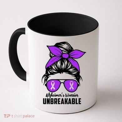 Messy Bun Alzheimer’s Warrior Unbreakable Awareness Month Gift Coffee Mug