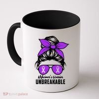 Messy Bun Alzheimer’s Warrior Unbreakable Awareness Month Gift Coffee Mug thumb 0