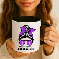 Messy Bun Alzheimer’s Warrior Unbreakable Awareness Month Gift Coffee Mug thumb 3