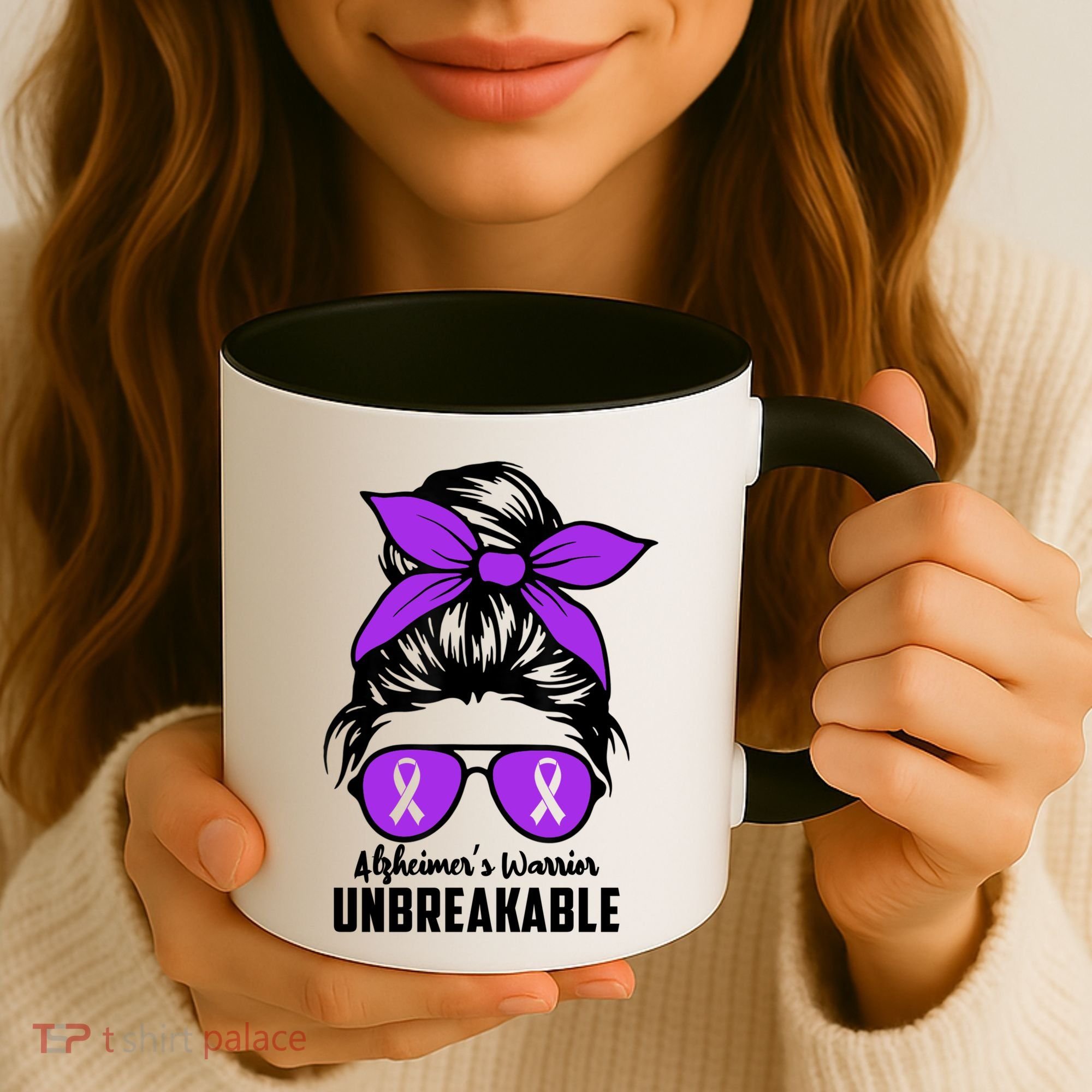 Messy Bun Alzheimer’s Warrior Unbreakable Awareness Month Gift Coffee Mug