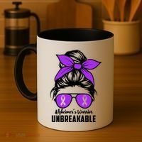 Messy Bun Alzheimer’s Warrior Unbreakable Awareness Month Gift Coffee Mug thumb 4