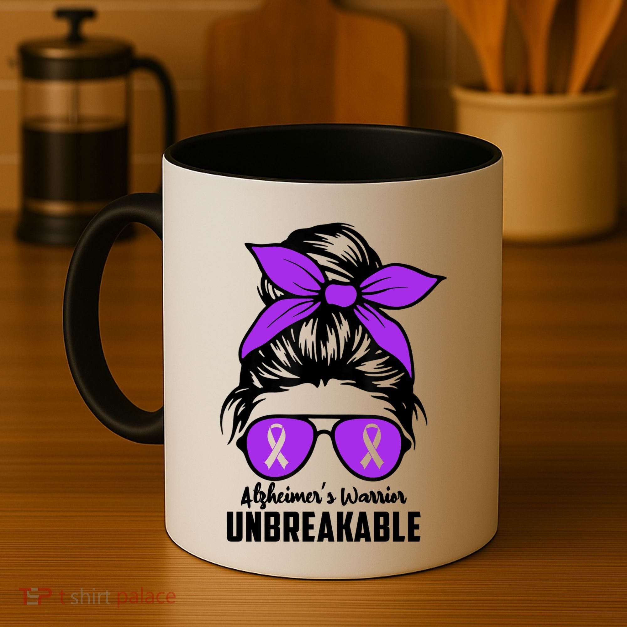 Messy Bun Alzheimer’s Warrior Unbreakable Awareness Month Gift Coffee Mug