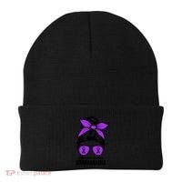 Messy Bun Alzheimer’s Warrior Unbreakable Awareness Month Gift Beanie thumb 0