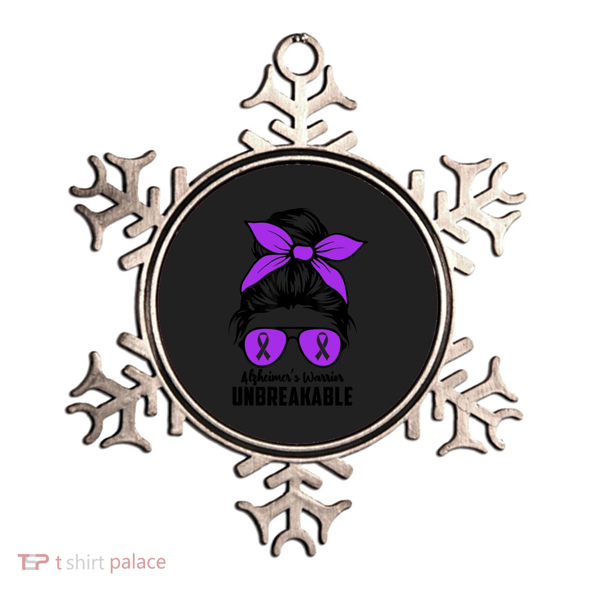 Messy Bun Alzheimer’s Warrior Unbreakable Awareness Month Gift Ornament