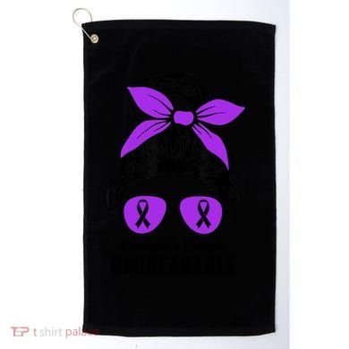 Messy Bun Alzheimer’s Warrior Unbreakable Awareness Month Gift Golf Towel