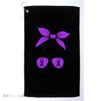 Messy Bun Alzheimer’s Warrior Unbreakable Awareness Month Gift Golf Towel thumb 0