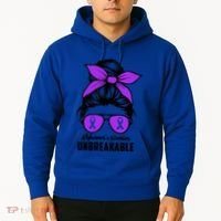 Messy Bun Alzheimer’s Warrior Unbreakable Awareness Month Gift Hoodie thumb 2