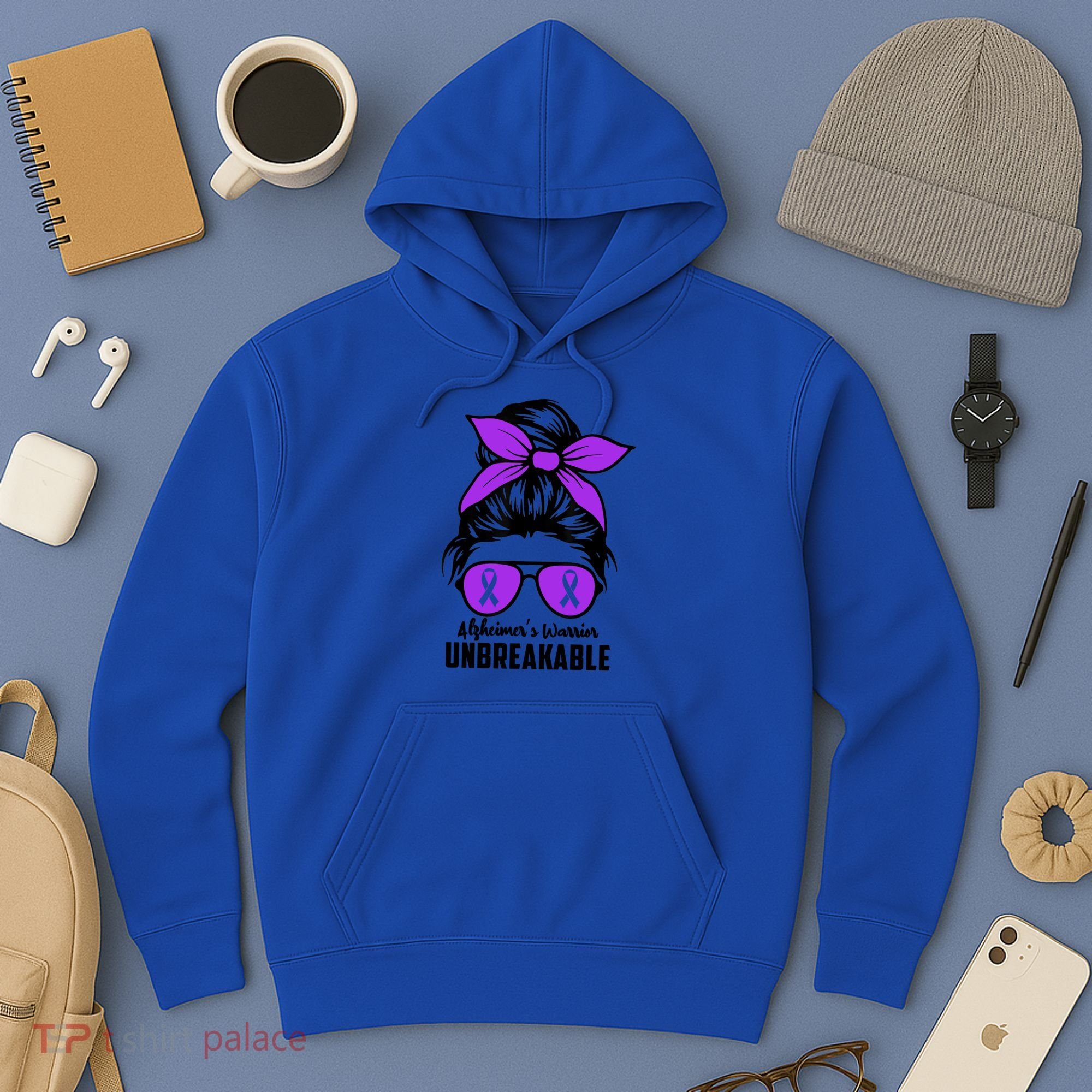 Messy Bun Alzheimer’s Warrior Unbreakable Awareness Month Gift Hoodie