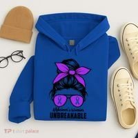 Messy Bun Alzheimer’s Warrior Unbreakable Awareness Month Gift Hoodie thumb 4