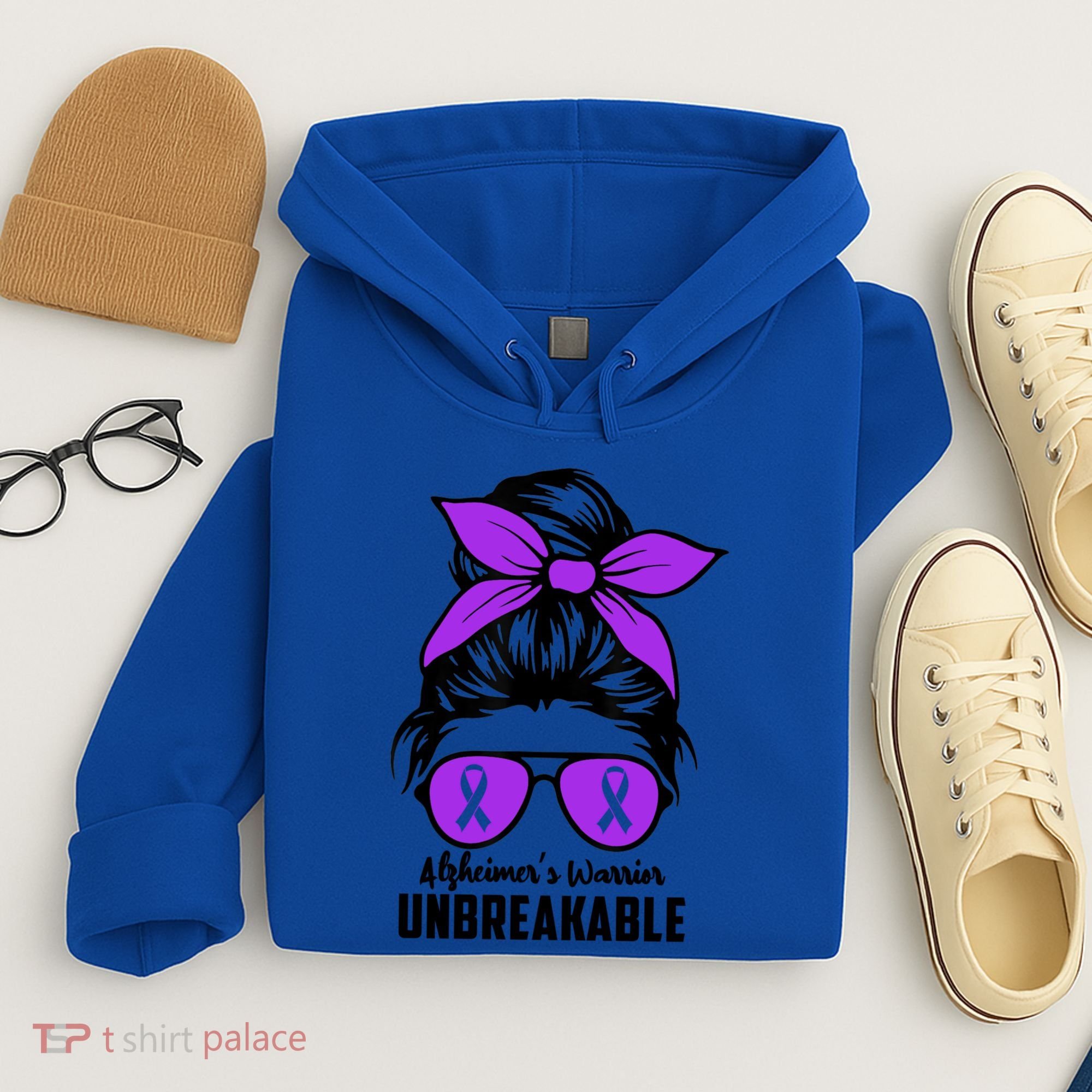Messy Bun Alzheimer’s Warrior Unbreakable Awareness Month Gift Hoodie