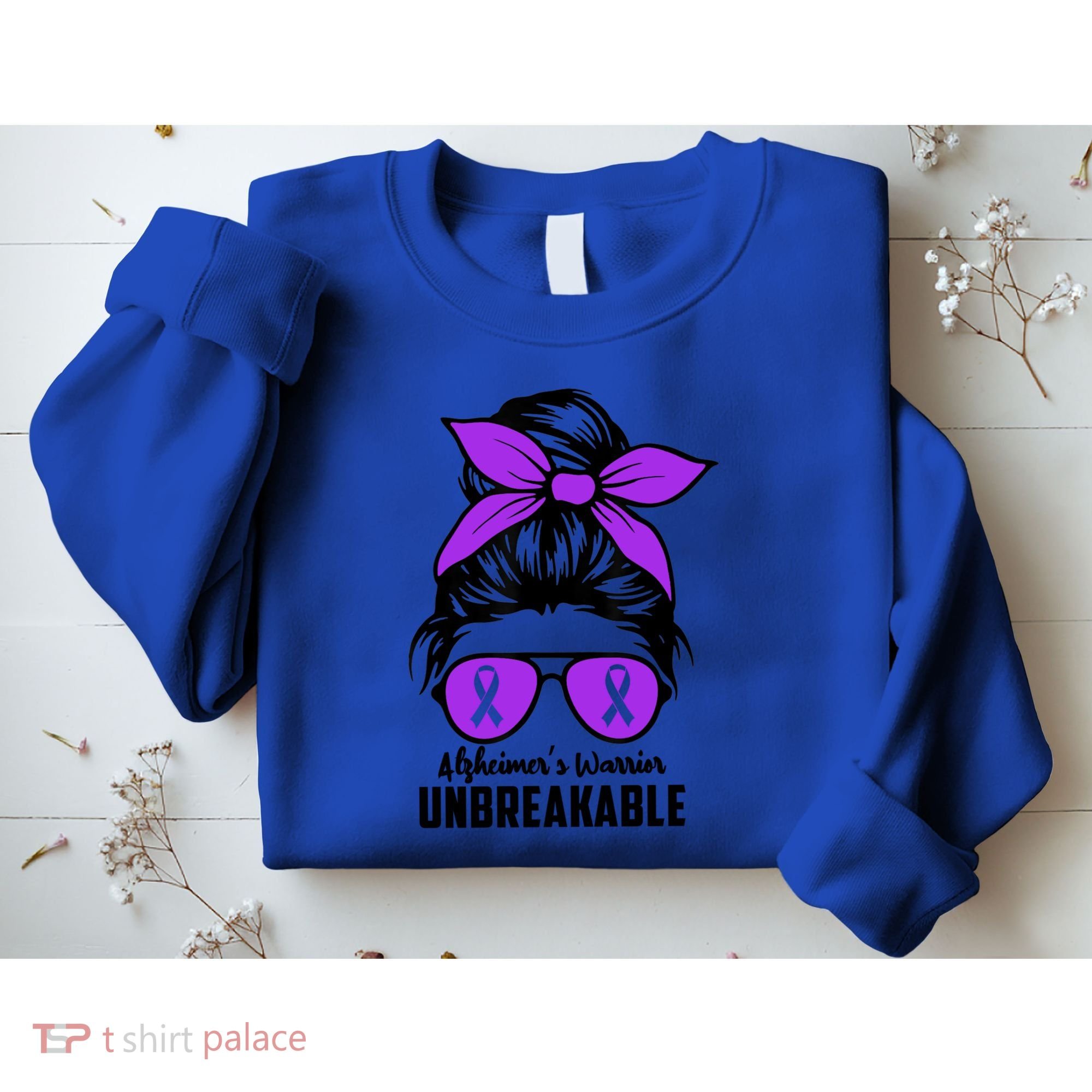 Messy Bun Alzheimer’s Warrior Unbreakable Awareness Month Gift Sweatshirt