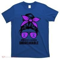 Messy Bun Alzheimer’s Warrior Unbreakable Awareness Month Gift T-Shirt thumb 0