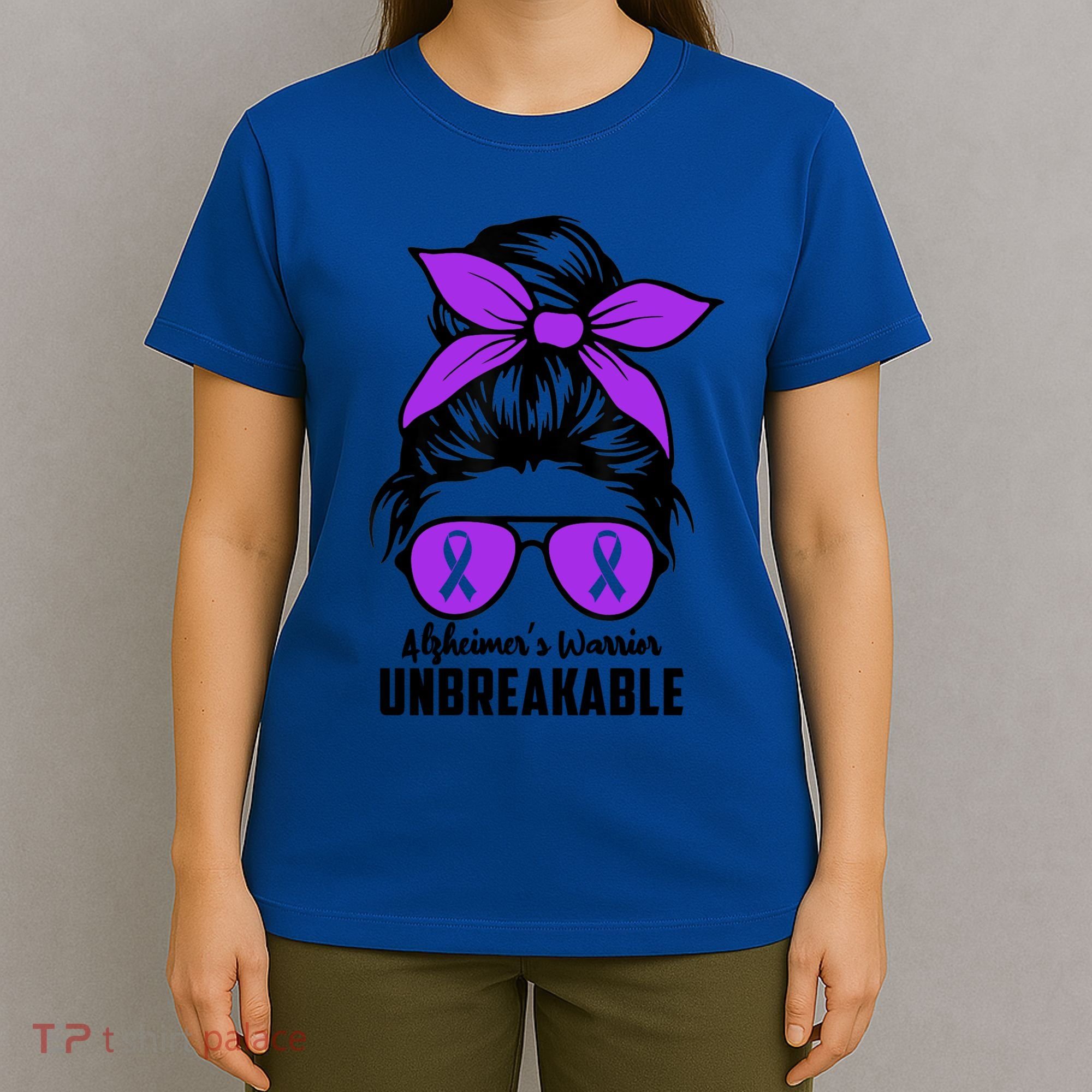Messy Bun Alzheimer’s Warrior Unbreakable Awareness Month Gift T-Shirt
