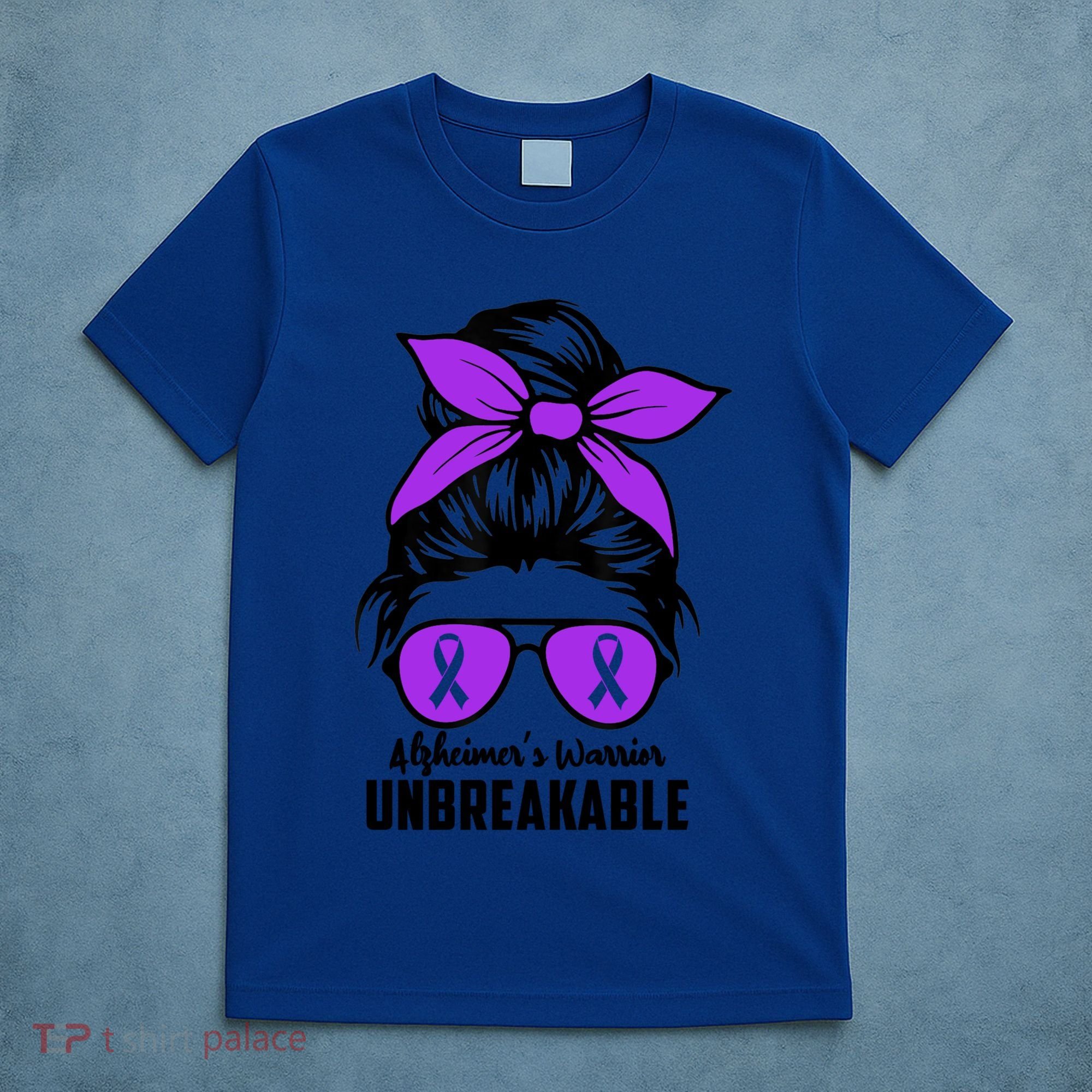 Messy Bun Alzheimer’s Warrior Unbreakable Awareness Month Gift T-Shirt