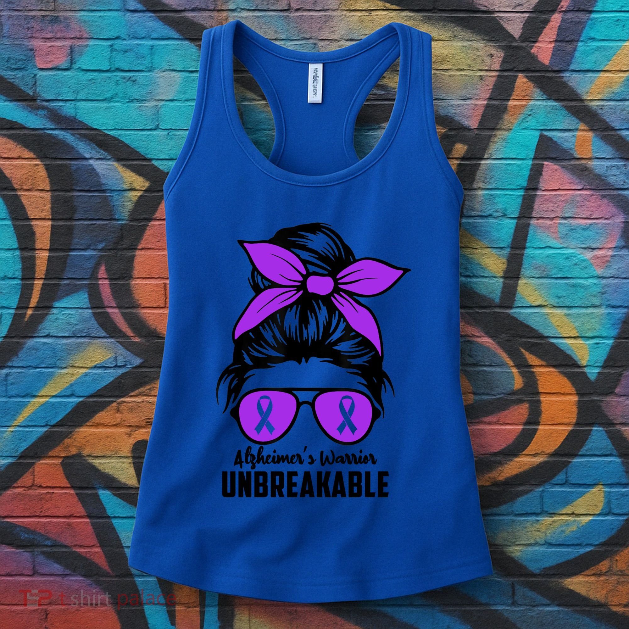 Messy Bun Alzheimer’s Warrior Unbreakable Awareness Month Gift Women's Tank Top